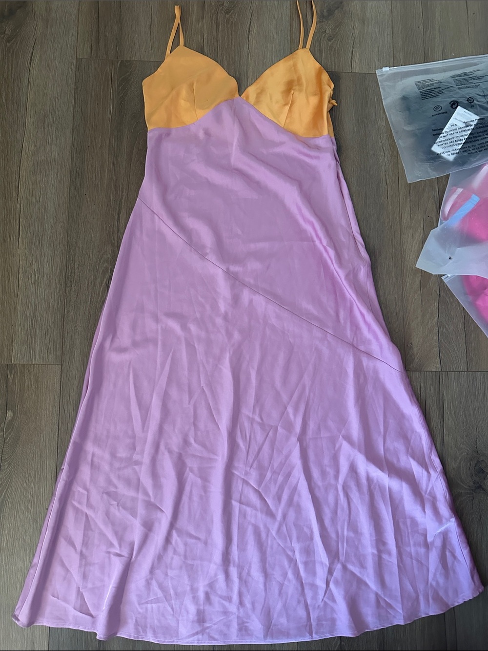 Forever 21 Colorblock Lavender and Mustard Slip Dress